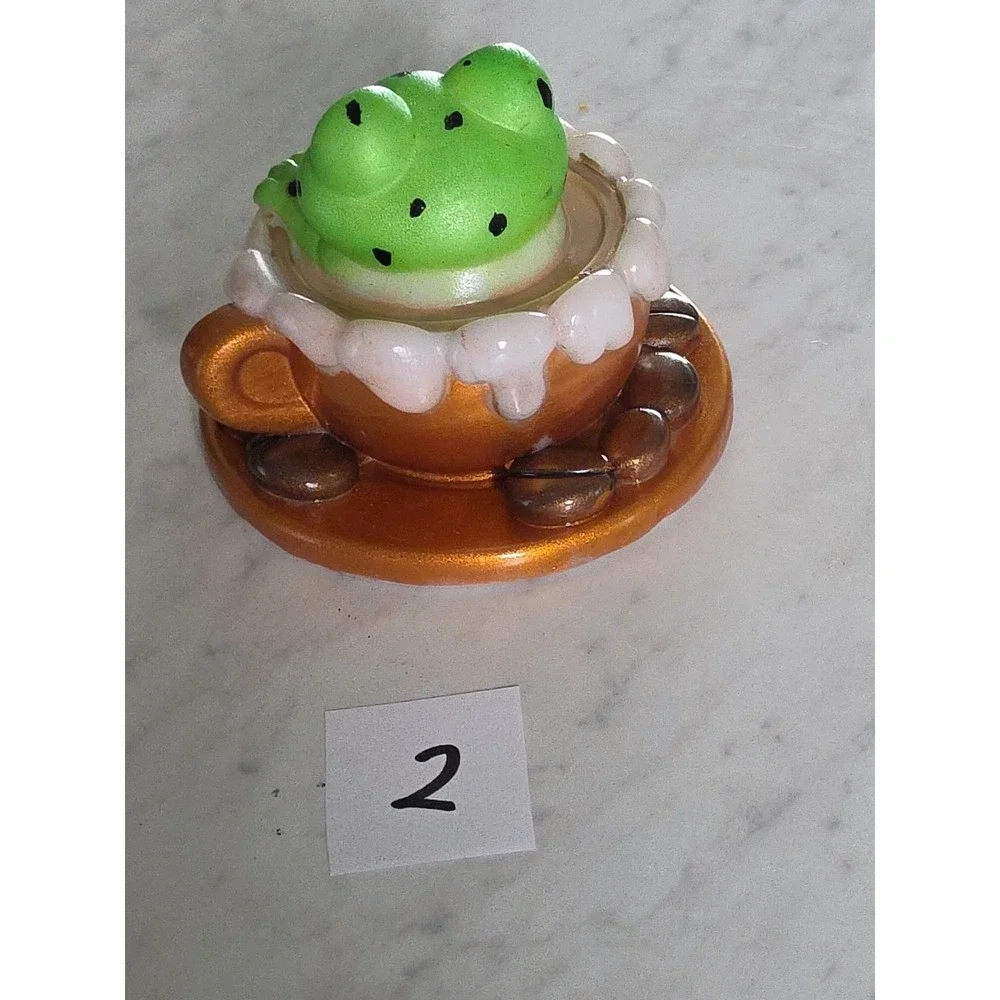 Handmade Resin Frog In A Cup With Coffee Beans Decoration